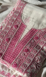 将图像加载到图库查看器中， Women&#39;s Lakhnavi Handcrafted Maheshwari Mul Chanderi Unstitched Kurta And Dupatta Set- HONC0270650
