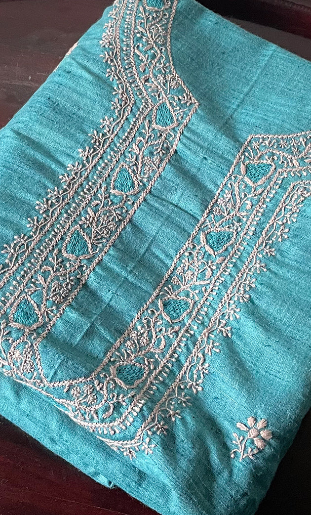 Lucknowi Handcrafted Cotton Chikankari Unstitched Men's Kurta Fabric - HONC0302272