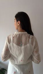 Load image into Gallery viewer, Sophia Women's Lakhnavi Handcrafted Mul Chanderi Chikankari Top - HONC0372966
