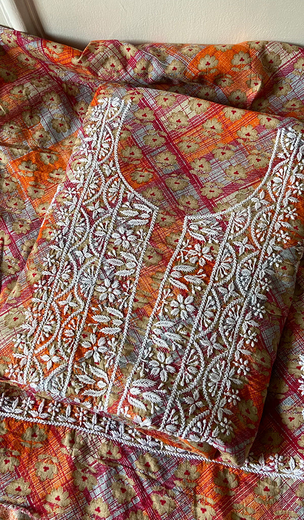 Women's Lakhnavi Handcrafted Cotton Chikankari Kurta And Kurta Dupatta Set - HONC0264800