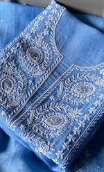 Load image into Gallery viewer, Women&#39;s Lakhnavi Handcrafted Pure Organza Chikankari Unstitched Kurta And Dupatta Set- HONC0309609

