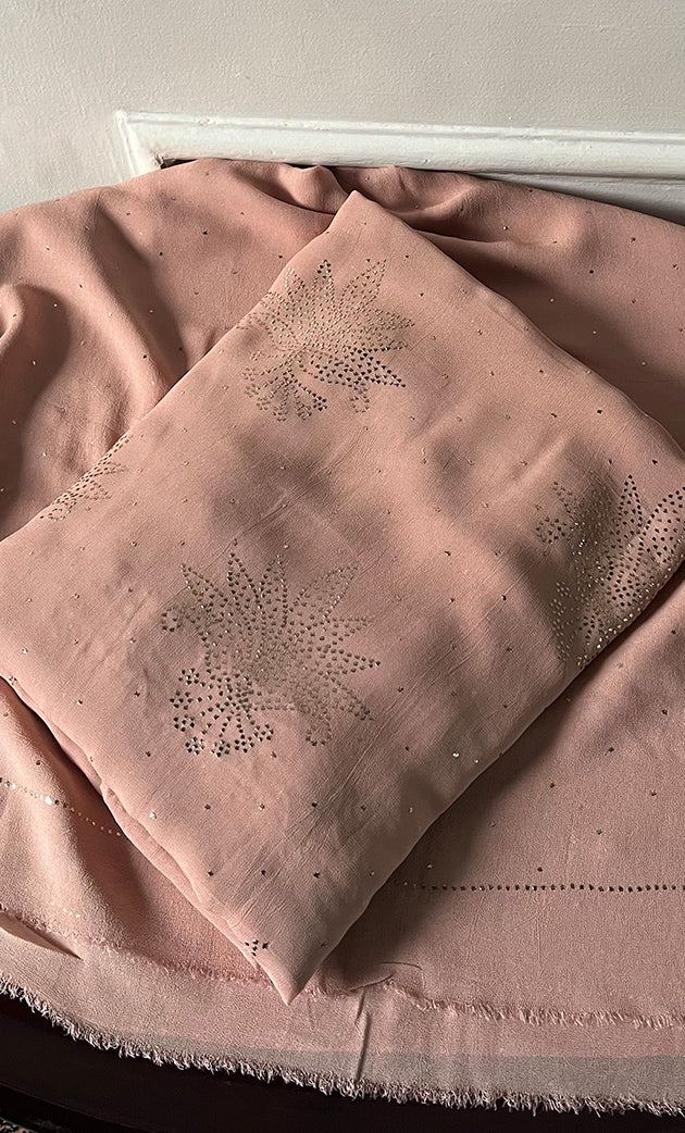 Women's Lucknowi Handcrafted Viscose Georgette Unstitched Chikankari Suit Material -  HONC0336839