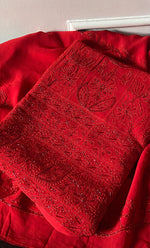 Load image into Gallery viewer, Women's Lakhnavi Handcrafted Viscose Georgette Unstitched Chikankari Full Suit Material - HONC0325145