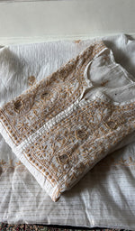 Load image into Gallery viewer, Women's Lakhnavi Handcrafted Mul Chanderi Semi - Stitchd Kurta And Dupatta Set - HONC0322122