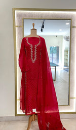 Load image into Gallery viewer, Women&#39;s Lakhnavi Handcrafted Mul Chanderi Semi - Stitched Kurta And Dupatta Set - HONC0249228
