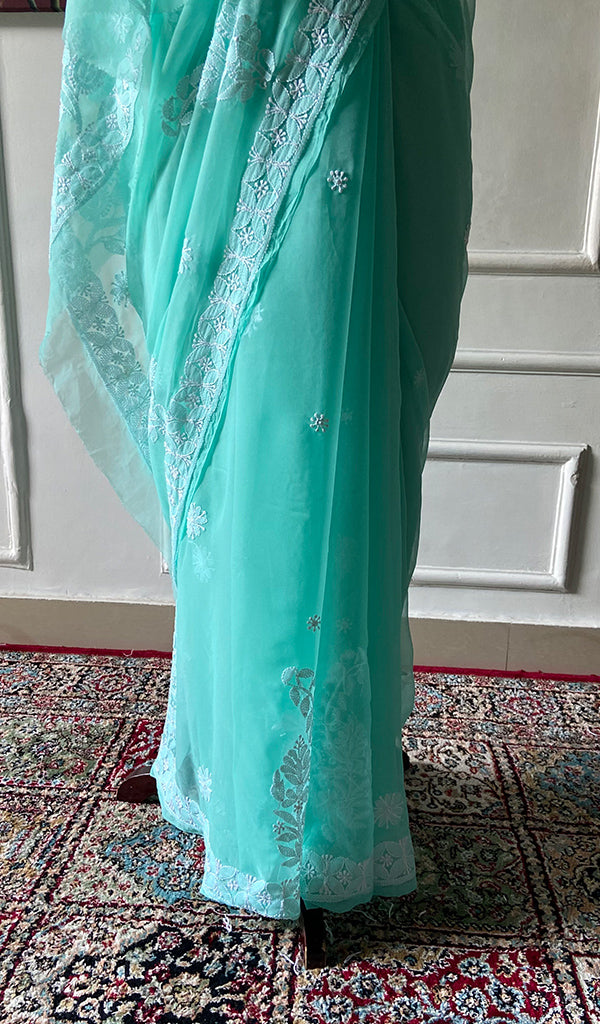 Samaira  Women's Lucknowi Handcrafted Faux-Georgette Chikankari Saree - HONC0348738