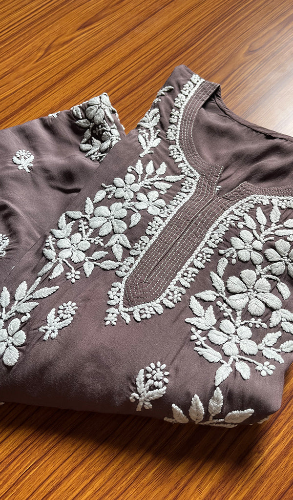 Women's Lakhnavi Handcrafted Cotton Chikankari Kurti- HONC0301043