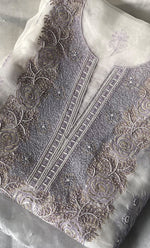 Load image into Gallery viewer, Mehnaj Women&#39;s Lakhnavi Handcrafted Pure Organza Chikankari Unstitched Kurta And Dupatta Set- HONC0316112
