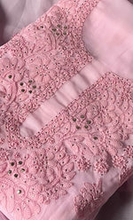 Load image into Gallery viewer, Women&#39;s Lakhnavi Handcrafted Unstitched Faux-Georgette Chikankari Suit Material - HONC0263060

