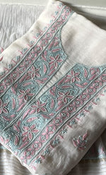 Load image into Gallery viewer, Women's Lakhnavi Handcrafted Unstitched Mul Chanderi Kurta And Dupatta Set - HONC0323591
