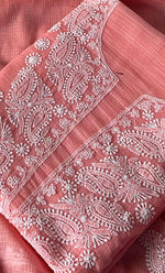 Load image into Gallery viewer, Women&#39;s Lucknowi Handcrafted Kota Cotton Chikankari Unstitched Kurta And Dupatta Set - HONC0303992
