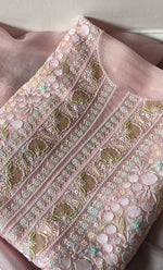 Load image into Gallery viewer, Women&#39;s Lakhnavi Handcrafted Pure Organza Chikankari Unstitched Kurta And Dupatta Set- HONC0318888
