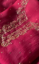 将图像加载到图库查看器中， Women's Lakhnavi Handcrafted Pure Organza Chikankari Unstitched Kurta And Dupatta Set- HONC0334964