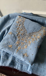 Load image into Gallery viewer, Mul Chanderi Kurta And Dupatta SetWomen's Lakhnavi Handcrafted Mul Chanderi Kurta And Dupatta Set- HONC0338722