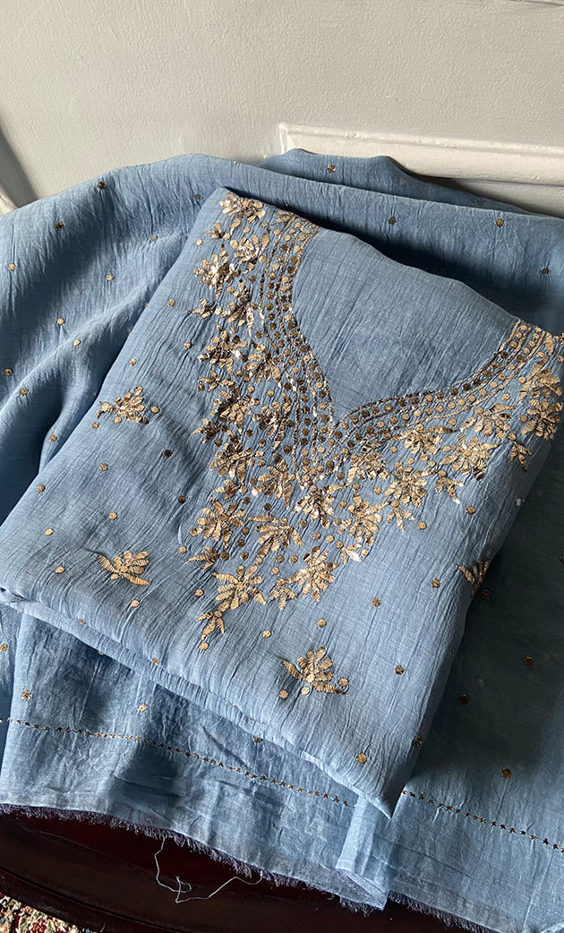 Mul Chanderi Kurta And Dupatta SetWomen's Lakhnavi Handcrafted Mul Chanderi Kurta And Dupatta Set- HONC0338722