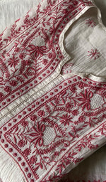 将图像加载到图库查看器中， Women's Lakhnavi Handcrafted Mul Chanderi Semi - Stitched Kurta And Dupatta Set - HONC0274497
