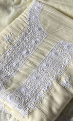 Load image into Gallery viewer, Women&#39;s Lucknowi Handcrafted Kota Cotton Chikankari Unstitched  Kurta And Dupatta Set - HONC0305976

