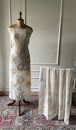 Load image into Gallery viewer, Haathi Women's Lakhnavi Handcrafted Mul Chanderi Unstitched Kurta And Dupatta Set - HONC0317803