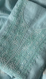 Load image into Gallery viewer, Women&#39;s Lakhnavi Handcrafted Mul Chanderi Chikankari Full Suit Material - HONC0271172

