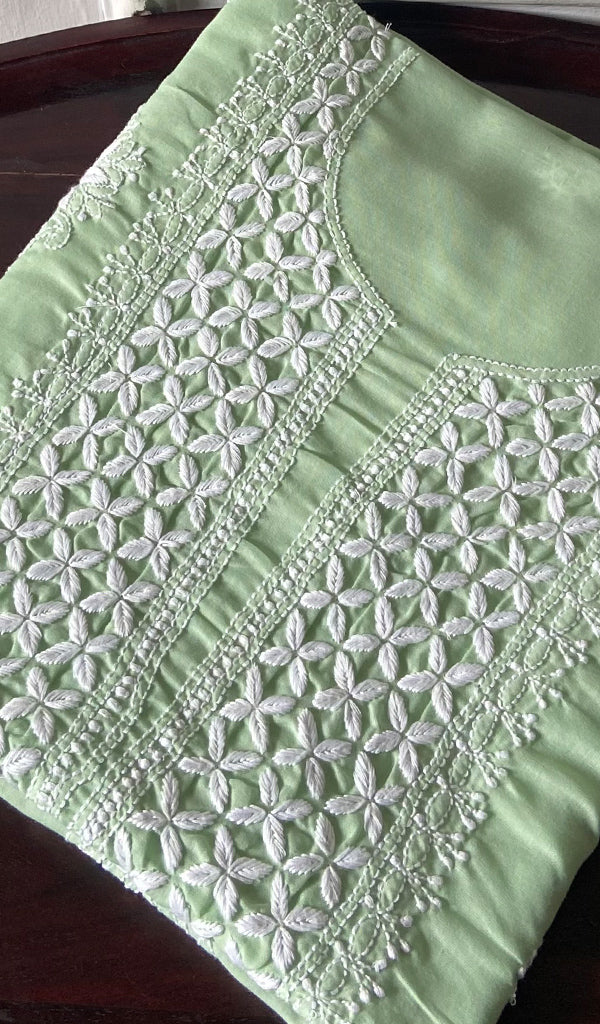 Women's Lakhnavi Handcrafted Cotton Chikankari Unstitched Kurti Fabric - HONC0368477