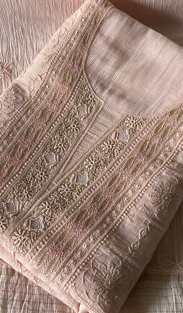 Women's Lakhnavi Handcrafted Maheshwari Mul Chanderi Kurta And Dupatta Set - HONC0330503
