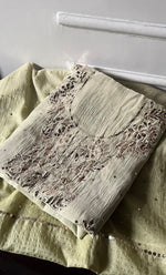 将图像加载到图库查看器中， Women's Lakhnavi Handcrafted Mul Chanderi Unstitched Chikankari Full Suit Material - HONC0328514
