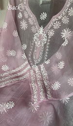 将图像加载到图库查看器中， Women's Lakhnavi Handcrafted Pure Organza Chikankari Semi - Stitched Kurta And Dupatta Set- HONC0348613