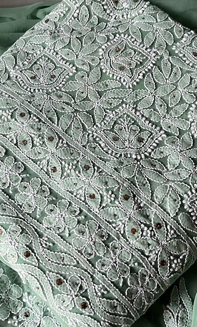 Women's Lucknowi Handcrafted Faux-Georgette Chikankari Suit Material - HONC0263405
