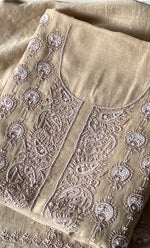 Load image into Gallery viewer, Women's Lakhnavi Handcrafted Mul Chanderi Unstitched Chikankari Full Suit Material - HONC0312089