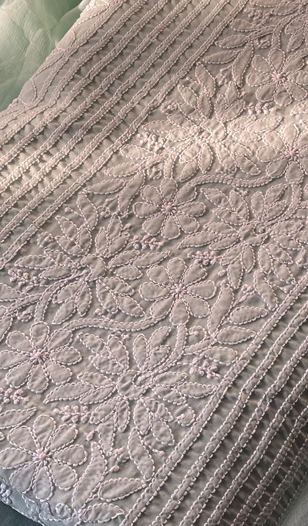 Women's Lakhnavi Handcrafted Unstitched Cotton Chikankari Suit Material - HONC0294085