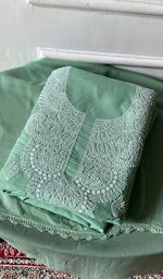 Load image into Gallery viewer, Women's Lakhnavi Handcrafted Cotton Unstitched Chikankari Suit Material - HONC0360794