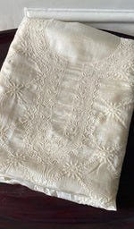 将图像加载到图库查看器中， Women's Lakhnavi Handcrafted Tussar Silk Chikankari Unstitched Kurti Fabric - HONC0371823