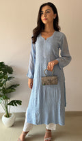 Yusra Women's Lakhnavi Handcrafted Viscose Georgette Chikankari Kurti- HONC0268917
