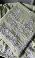 Alishba Women's Lucknowi Handcrafted Kota Cotton Chikankari Unstitched Kurta And Dupatta Set - HONC0312634