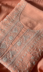 Load image into Gallery viewer, Women&#39;s Lakhnavi Handcrafted Maheshwari Mul Chanderi Unstitched Kurta And Dupatta Set- HONC0278911
