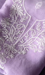 Load image into Gallery viewer, Women&#39;s Lakhnavi Handcrafted Pure Organza Chikankari Unstitched Kurta And Dupatta Set- HONC0314175
