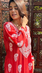 Load image into Gallery viewer, Red Lucknowi Chikankari kurtas
