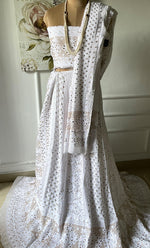 Load image into Gallery viewer, Women&#39;s Lakhnavi Handcrafted Bridal Viscose Georgette Chikankari Lehenga Set - HONC0265092

