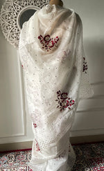 Load image into Gallery viewer, Women&#39;s Lucknowi Handcrafted Pure Organza Silk Chikankari Saree - HONC0329244
