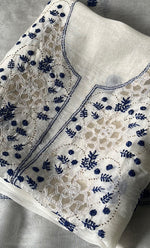 Load image into Gallery viewer, Women's Lakhnavi Handcrafted Pure Organza Chikankari Unstitched Kurta And Dupatta Set- HONC0322163