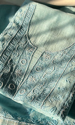 将图像加载到图库查看器中， Women&#39;s Lakhnavi Handcrafted Mul Chanderi Unstitched Kurta And Dupatta Set - HONC0287726

