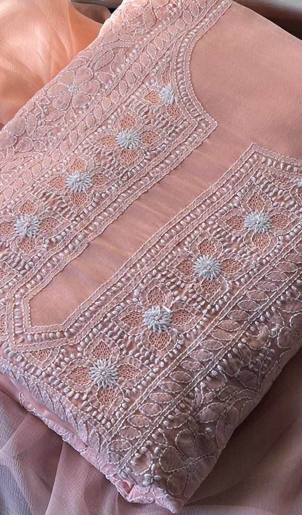 Women's Lakhnavi Handcrafted Cotton Chikankari Suit Material - HONC0294093