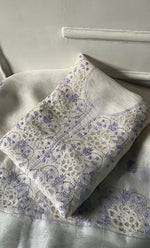 Load image into Gallery viewer, Mainaaj  Women's Lakhnavi Handcrafted Pure Organza Chikankari Unstitched Kurta And Dupatta Set- HONC0327338