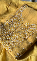 Load image into Gallery viewer, Women&#39;s Lakhnavi Handcrafted Mul Chanderi Unstitched Kurta And Dupatta Set- HONC0310813
