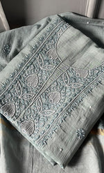 Load image into Gallery viewer, Women&#39;s Lakhnavi Handcrafted Mul Chanderi Unstitched Kurta And Dupatta Set- HONC0310805
