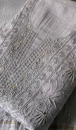 Load image into Gallery viewer, Women's Lakhnavi Handcrafted Maheshwari Mul Chanderi Unstitched Chikankari Full Suit Material - HONC0276232