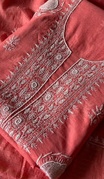Load image into Gallery viewer, Women's Lakhnavi Handcrafted Mul Chanderi Unstitched Chikankari Full Suit Material - HONC0338249