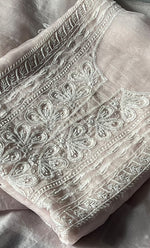 Load image into Gallery viewer, Women&#39;s Lakhnavi Handcrafted Pure Organza Chikankari Unstitched Kurta And Dupatta Set- HONC0304478
