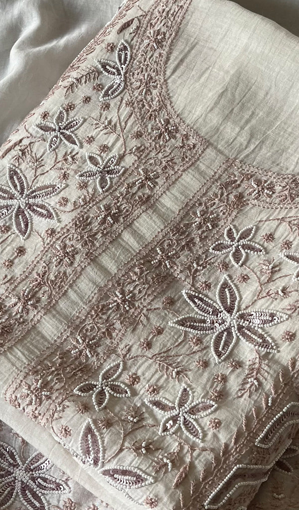 Women's Lakhnavi Handcrafted Mul Chanderi Kurta And Dupatta Set - HONC0292192