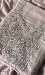 将图像加载到图库查看器中， Women's Lakhnavi Handcrafted Unstitched Chikankari Cotton Kurta Dupatta set - HONC092017